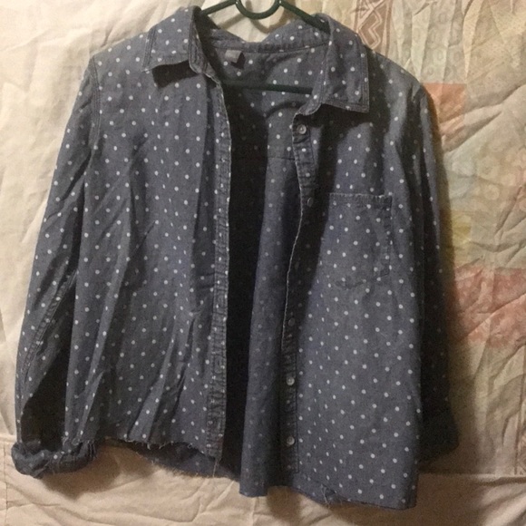 Denim shirt with white polka dots - Picture 2 of 5